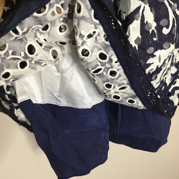 Cynthia Steffe Navy & White Eyelet Summer Dress - Picture 5 of 10